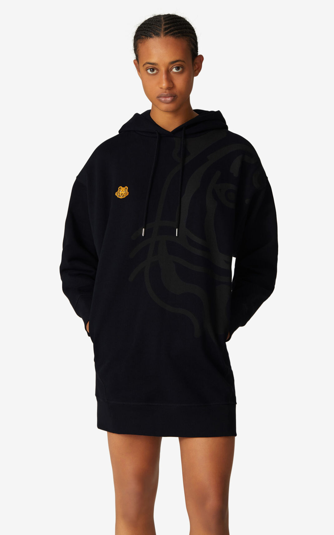 Robe Kenzo Femme K Tiger oversized hooded sweatshirt Noir PCEKA-9045